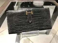 美品 正規品 HERMESエルメス ベアン ポロサス クロコダイル 長財布