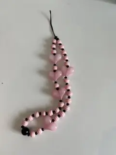 ピンク ハート型スマホストラップ