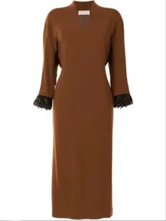 Embroidery Cuffs V-Neck Dress 希少 美品
