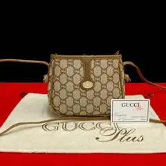 未使用保管品 オールドグッチ グッチプラス レザー ミニ ショルダーバッグ 茶