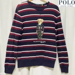 【古着】POLORALPHLAURENラルフローレン ベア ボーダーロンT紺S