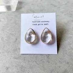 クリアしずく樹脂ピアス・ピアス・ノンホールピアス