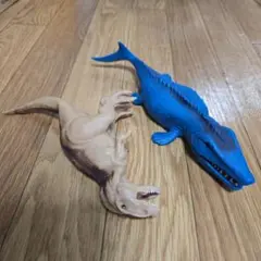 恐竜フィギュア(モササウルス、アロサウルス)セット