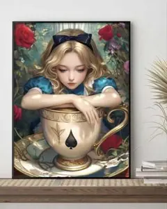 ダイアモンドアート キッド 30×40 アリスとカップのキャンバスアート