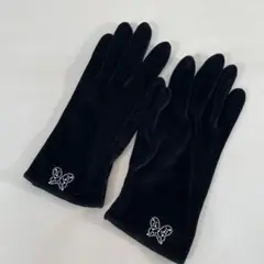 アナスイ ベロア手袋 ブラック 蝶モチーフ