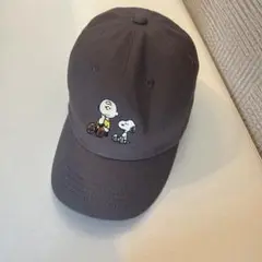 【美品】Samansa Mos2×PEANUTS☆ 刺繍キャップ チャコール