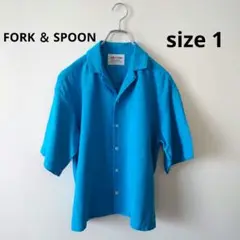 FORK ＆ SPOON ターコイズ ブルー 半袖シャツ