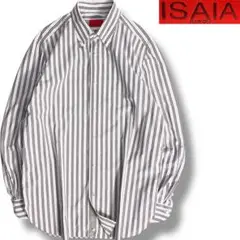 J3556 美品 イザイア ボタンダウンストライプシャツ ブラウン 17/43