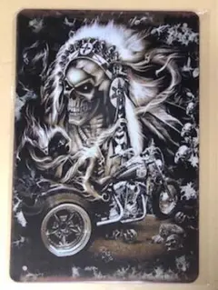 【 SKULL 】② ☆ レトロ ☆ ブリキ看板 ☆ アメリカン雑貨 ☆