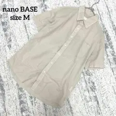 【ナノユニバース】シャツ 半袖 M グレージュ メンズ カジュアル 麻 ベージュ