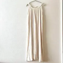 ☆【ラックスダンティア】ロングワンピース バックホール 楊柳 無地 M