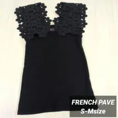 FRENCH PAVE ブラック タンクトップ　フレンチパヴェ　花柄