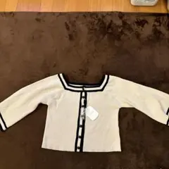 Chico アイボリー リブ編み 五分丈トップス 新品タグ付き