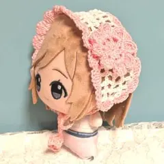 〈白色×ピンク色〉ぬい服　ヘッドドレス　にじぬい　ちびぐるみ