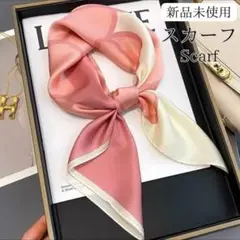 スカーフ シルク調 ピンク ホワイト 花柄 キュート