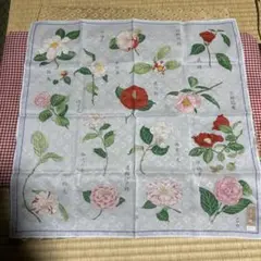 【未使用】山本仁商店　椿　花図鑑ハンカチ