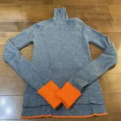 グレーオレンジリブニット フリーサイズ
