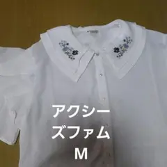 axes 刺繍付きホワイトシャツ 半袖M　アクシーズファム