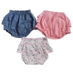 mimi poupons フリルパンツ デニム ピンク水玉 プチバトー セット