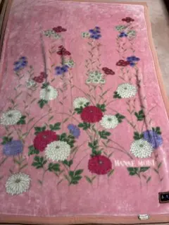 【クリーニング済‼️】ハナエモリ　京都西川毛布　ピンク　花柄