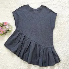 【ルフトローブ】 アシンメトリー Tシャツ フレンチスリーブ ペプラム フリル