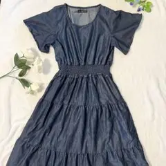 Lax Dan Tia デニムワンピース Mサイズ フレア 半袖 上品 美品