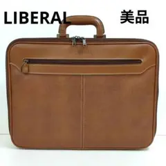 【美品】LIBERAL メンズ ビジネスバッグ　レザー　ブラウン