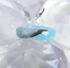 D20 メノウリング 約14号 水色系 ダイヤカット 瑪瑙指輪 くりぬきリング