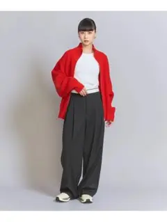 BEAUTY&YOUTH/ストライプマーベルトタックワイドパンツ