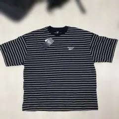 Reebok ボーダー Tシャツ M ブラック