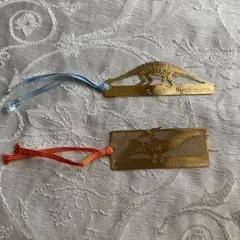 恐竜のしおり　プテラノドン　ブロントザウルス　金色