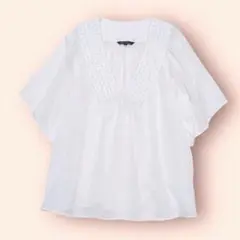 【美品】23区 フリル チェック ブラウス カットソー トップス Vネック