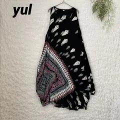 yul ヨル エスニック 幾何学 マルチカラー ロング ワンピース ゆったり