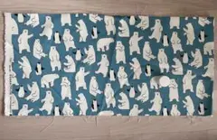 オックス生地　くま×ペンギン　水色　綿100