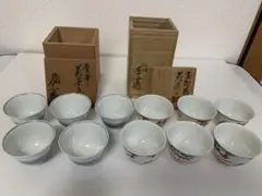 宮川香雲/真葛香雲/真葛/煎茶器/煎茶碗/赤絵/青華/茶道具/共箱/送料込み。