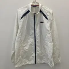 D227 アシックス 長袖ナイロンジップジャケット ホワイト メンズ L