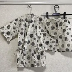 値下げ☺︎甚平　浴衣　男の子　白　きなり　130 トンボ　綿100