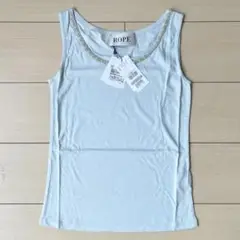 新品　定価4725 ロペ　ROPE ビーズ装飾付きタンクトップ　M 水色