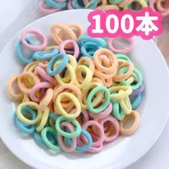 ヘアゴム　100本セット　カラフル　キッズ　淡色　パステルカラー　ケース付き