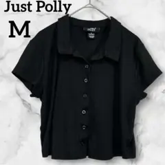 美品✨Just Polly 【M】　ブラック 半袖シャツ フロントボタン　短い