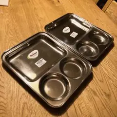 スパイスカレーに♡新品 ステンレス製プレート2枚 インド製