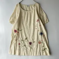 ホコモモラ Jocomomola 刺繍 花柄 フラワー 女の子 総柄 ブラウス