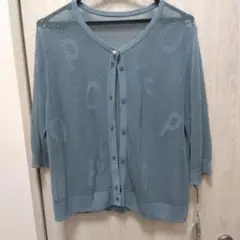 新品　メッシュ編み 五分袖カーディガン