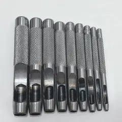 ポンチセット 9本 穴あけ 革 布 ゴム DIY 工具 ハンドメイド レザー