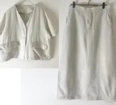 セレクト モカ リネン コットン セットアップ M シャツ スカート ベージュ