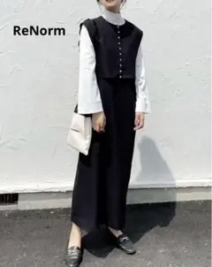 ReNorm YUKIコラボ　ショートベスト×ジャンスカセット　ブラック
