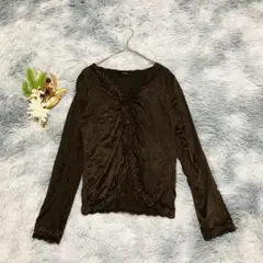 Aimable エマーブル (M) 長袖 ギャザーフロントレース カットソー