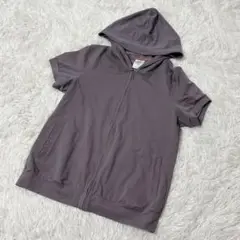 【c5473】UNIQLO パーカー　フルジップ　半袖　グレー