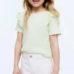 未使用⭐︎【H&M】ライトグリーン フリル半袖トップス