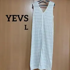 YEVS ノースリーブ ロングワンピース ホワイト レース